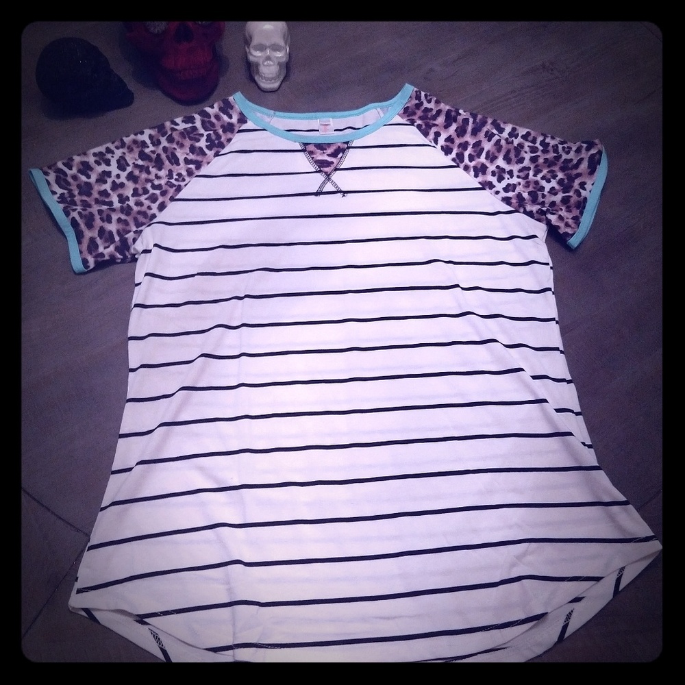 Leopard, Aqua and stripe top